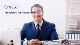  Presentation with court ruling - Cool new presentation design with umpire - young handsome judge working backdrop and a sky blue colored foreground