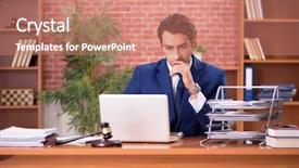  Presentation with lawyer - Slide set having umpire - young handsome lawyer working background and a coral colored foreground