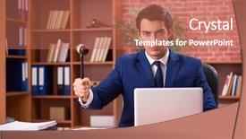  Presentation with law enforcement police dispatcher working - PPT theme consisting of umpire - young handsome lawyer working background and a coral colored foreground