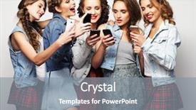  Presentation with women equality group of diverse - Theme enhanced with umts - group of young women looking background and a gray colored foreground