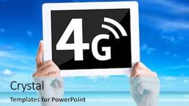  Presentation with cantonese opera dummy text - Slide set with umts - tablet pc with text 4g background and a arctic colored foreground