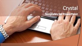  Presentation with young man holdng laptop on lap money - Beautiful slide set featuring umts - typing on a laptop backdrop and a  colored foreground