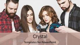  Presentation with people - Slide set having umts - young people looking at their background and a coral colored foreground