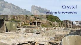  Presentation with japan - Beautiful theme featuring un buliding - abandoned island in nagsaki backdrop and a sky blue colored foreground