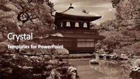  Presentation with historical building - Audience pleasing PPT theme consisting of un buliding - ginkaku-ji temple with historical building backdrop and a tawny brown colored foreground