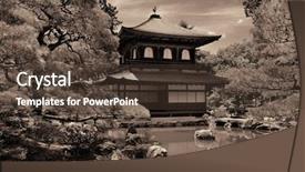  Presentation with historical building - Colorful theme enhanced with un buliding - ginkaku-ji temple with historical building backdrop and a tawny brown colored foreground