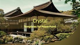  Presentation with historical building - Presentation theme consisting of un buliding - ginkaku-ji temple with historical building background and a  colored foreground
