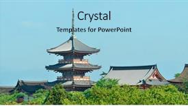  Presentation with kyoto - PPT theme consisting of un buliding - jishu jinja shrine panorama background and a  colored foreground