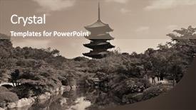  Presentation with historical building - Slide deck with un buliding - toji temple with historical building background and a coral colored foreground