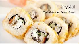  Presentation with cucumber cream - Colorful PPT theme enhanced with unagi fry maki sushi - roll made of smoked eel cream cheese and cucumber backdrop and a lemonade colored foreground