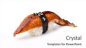  Presentation with sushi - PPT layouts consisting of unagi sushi on a white background and a white colored foreground