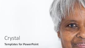  Presentation with female hospital patient - Presentation theme with unaltered-portrait-of-half-face background and a  colored foreground