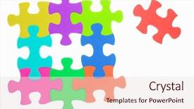  Presentation with colorful puzzle movable - Slides featuring unattached isolated over white background background and a lemonade colored foreground