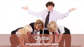  Presentation with dull - Beautiful slide set featuring unaware - business team and dull man backdrop and a  colored foreground