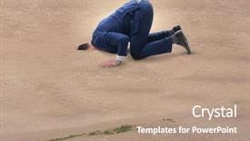  Presentation with sand samples - Presentation featuring unaware - businessman hiding his head background and a coral colored foreground