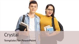  Presentation with teen - Presentation theme having unaware - female teen student pranking background and a  colored foreground