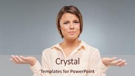  Presentation with gray - Slide set having unaware - frustrated young woman shrugs shoulders background and a lemonade colored foreground