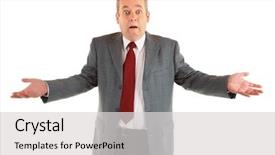  Presentation with cargo insurance man and passenger - Colorful slides enhanced with unaware - man clueless or perplexed backdrop and a light gray colored foreground