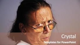  Presentation with angry - Presentation theme having unbelief - angry face of elderly woman background and a  colored foreground