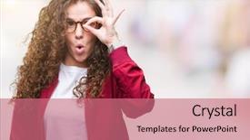  Presentation with curly hair - Audience pleasing theme consisting of unbelieve - beautiful brunette curly hair young backdrop and a  colored foreground