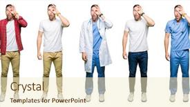  Presentation with collage - Colorful slide set enhanced with unbelieve - collage of attractive young man backdrop and a  colored foreground