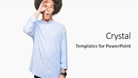  Presentation with afro - PPT theme having unbelieve - young african american man background and a  colored foreground