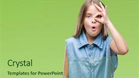  Presentation with beautiful midnight sun over - Colorful PPT theme enhanced with unbelieve - young beautiful girl over isolated backdrop and a  colored foreground