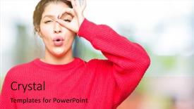  Presentation with sexy santa woman red - Audience pleasing slide set consisting of unbelieve - young beautiful woman wearing red backdrop and a  colored foreground