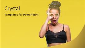  Presentation with hair - Presentation theme consisting of unbelieve - young braided hair african american background and a yellow colored foreground