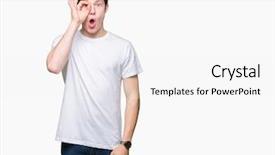  Presentation with one young man exercising handball - Audience pleasing presentation design consisting of unbelieve - young handsome man wearing casual backdrop and a  colored foreground