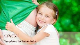 Presentation with pregnant mother - Beautiful slides featuring unborn child - beautiful little girl hugging backdrop and a lemonade colored foreground