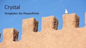  Presentation with seagull - Presentation theme enhanced with unbreakable - fortress wall and lonely seagull background and a light blue colored foreground