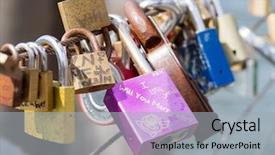  Presentation with brooklyn bridge - PPT layouts featuring unbreakable - love padlocks at the brooklyn background and a light gray colored foreground