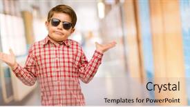  Presentation with eyes - Slide set having uncertain future at school corridor background and a coral colored foreground