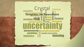  Presentation with paper making - PPT theme enhanced with uncertainty-and-risk-word-cloud background and a soft green colored foreground
