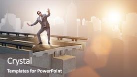  Presentation with broken bridge - Amazing presentation theme having uncertainty concept with broken bridge backdrop and a  colored foreground