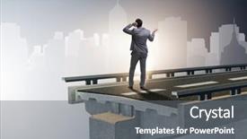  Presentation with broken bridge - Slide deck featuring uncertainty concept with broken bridge background and a  colored foreground