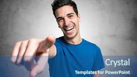  Presentation with young man on the phone - Theme having uncle sam - portrait of a young man background and a ocean colored foreground