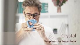  Presentation with aged - Presentation theme enhanced with uncombed-middle-aged-man-drinking background and a lemonade colored foreground