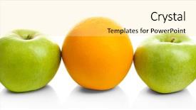  Presentation with fresh water splash green apple isolated white - Amazing presentation theme having uncommon - juicy apples and orange isolated backdrop and a blonde colored foreground