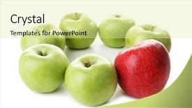  Presentation with health and apples - Slides featuring uncommon - juicy apples close-up background and a  colored foreground