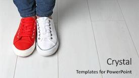  Presentation with superstition different templets - Beautiful slides featuring uncommon - woman in different sneakers indoors backdrop and a light gray colored foreground