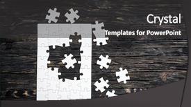  Presentation with puzzle pieces flying in - Beautiful slide deck featuring uncompleted center and piece backdrop and a dark gray colored foreground