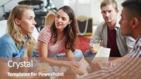  Presentation with packs - Slide set featuring 2 circles - friends with drinks and paper background and a coral colored foreground