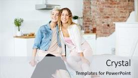  Presentation with cousin - Slides consisting of cousin - two affectionate girls sitting background and a sky blue colored foreground