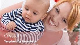  Presentation with love mother - Audience pleasing PPT layouts consisting of unconditional love - mother and baby opening a christmas or birthday present backdrop and a coral colored foreground