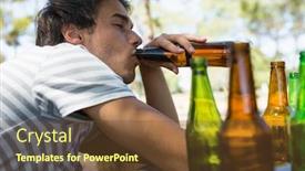  Presentation with beer bottle - Theme with unconscious-man-drinking-beer background and a tawny brown colored foreground