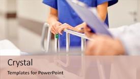  Presentation with emergency room - Beautiful PPT theme featuring unconscious woman patient on hospital backdrop and a lemonade colored foreground