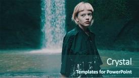  Presentation with swimming beautiful girl swims underwater - Slide deck consisting of unconventional - beautiful fashion girl posing background and a ocean colored foreground