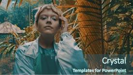  Presentation with tropical forest - Presentation theme having unconventional - beautiful fashion girl posing background and a ocean colored foreground
